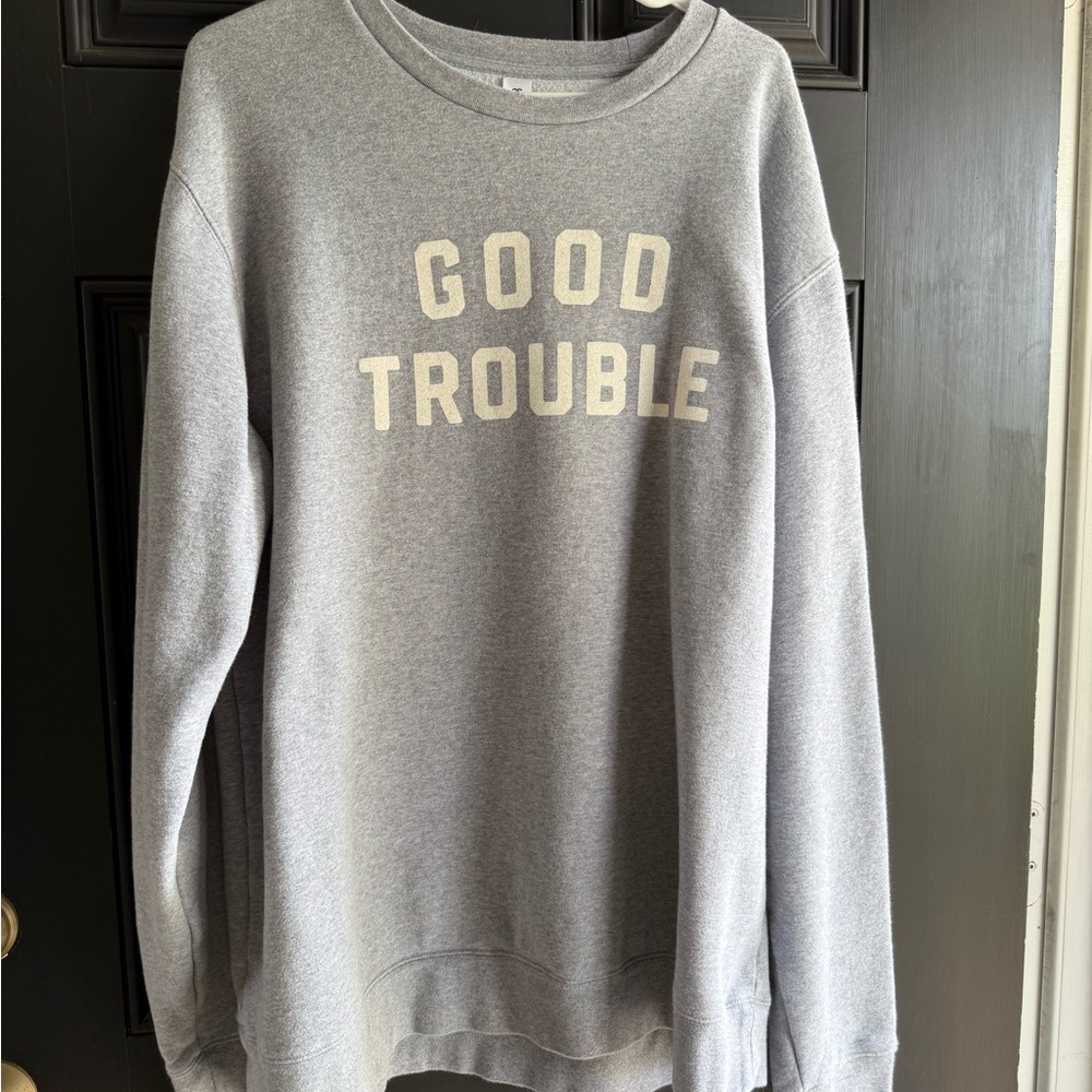 John Lewis Inspired “Good Trouble” Gray Crewneck Sweater